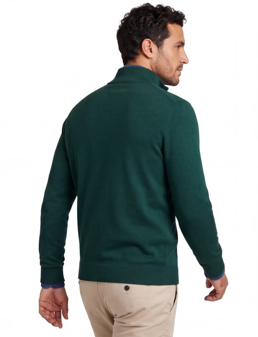 Trui Tommy Hilfiger half zip donkergroen gemeleerd - Image 2