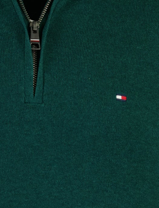 Trui Tommy Hilfiger half zip donkergroen gemeleerd - Image 4