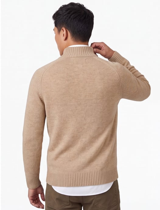 trui Barbour beige half zip wol - Image 2