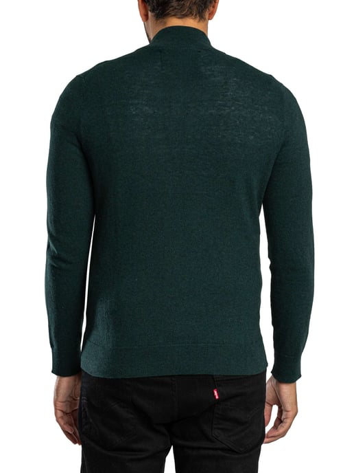 Superdry Ess LW Wollen Mix Gebreide Trui Met Halve Rits, Groen - Image 3