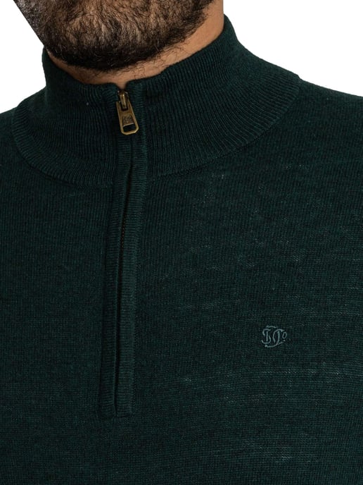 Superdry Ess LW Wollen Mix Gebreide Trui Met Halve Rits, Groen - Image 4