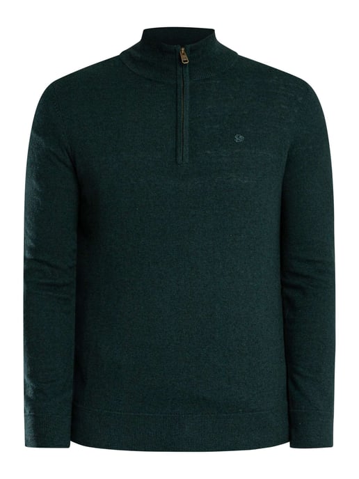 Superdry Ess LW Wollen Mix Gebreide Trui Met Halve Rits, Groen - Image 5