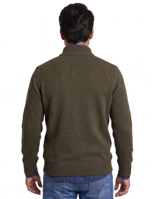 Barbour Essential trui half zip donkergroen gemêleerd - Image 2