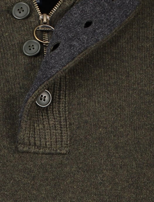 Barbour Essential trui half zip donkergroen gemêleerd - Image 3