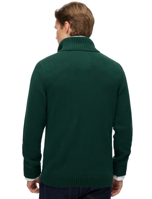 Superdry trui donkergroen katoen gebreid half zip effen - Image 2