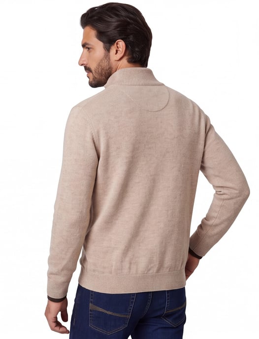 Casa Moda beige half-zip trui gemêleerd wol - Image 2