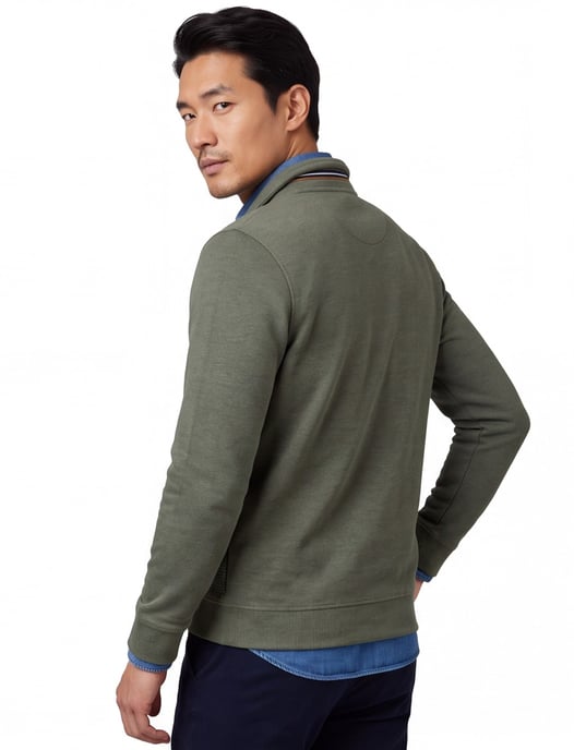 Casa Moda trui groen effen half zip - Image 2