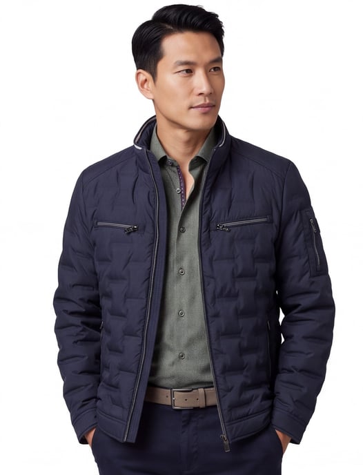 Windjack Casa Moda donkerblauw borstzakken rits - Image 1