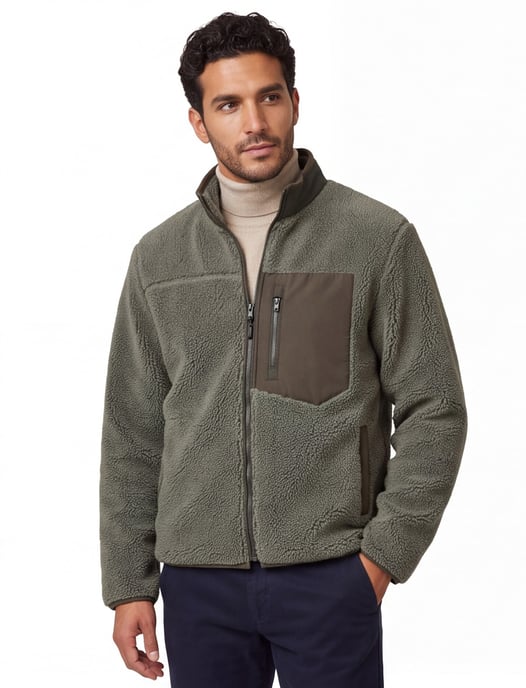 A Fish Named Fred fleece teddyjas groen effen slim fit - Image 1