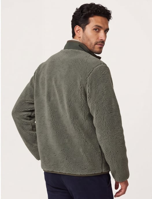 A Fish Named Fred fleece teddyjas groen effen slim fit - Image 2