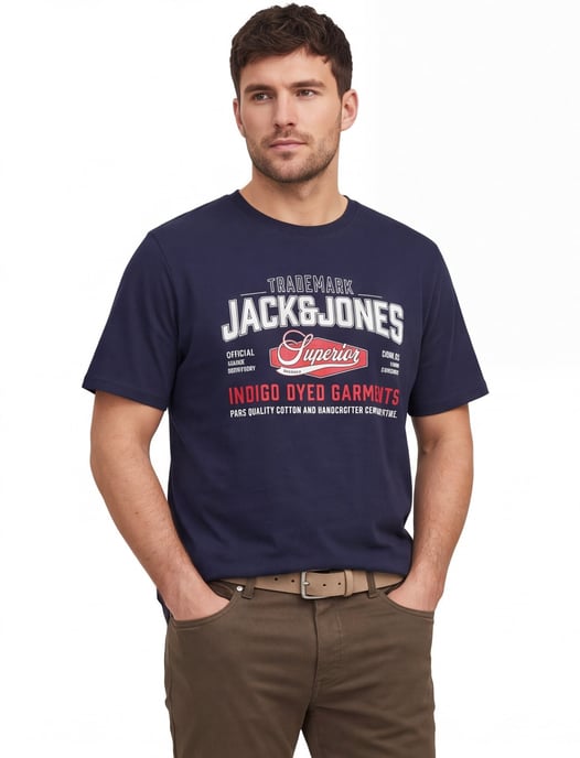 T-shirt Jack & Jones Plus Size donkerblauw opdruk - Image 1