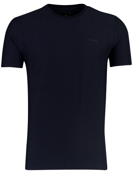 T shirt State of Art donkerblauw met visgraatpatroon - Image 1