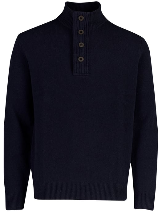 Barbour half zip trui donkerblauw met knopen en elleboogstukken - Image 3