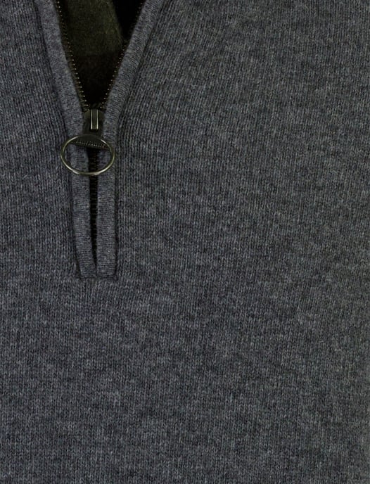 Barbour Holden trui half zip grijs gemêleerd wol - Image 4