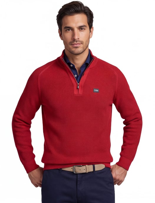 Trui New Zealand half zip rood - Image 1