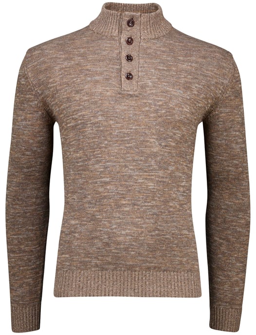 Fynch Hatton Buttoned Troyer trui bruin gemeleerd - Image 3