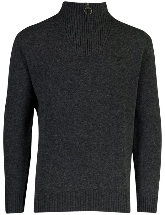 Barbour half zip trui antraciet gemêleerd wol - Image 3