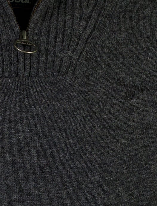 Barbour half zip trui antraciet gemêleerd wol - Image 4
