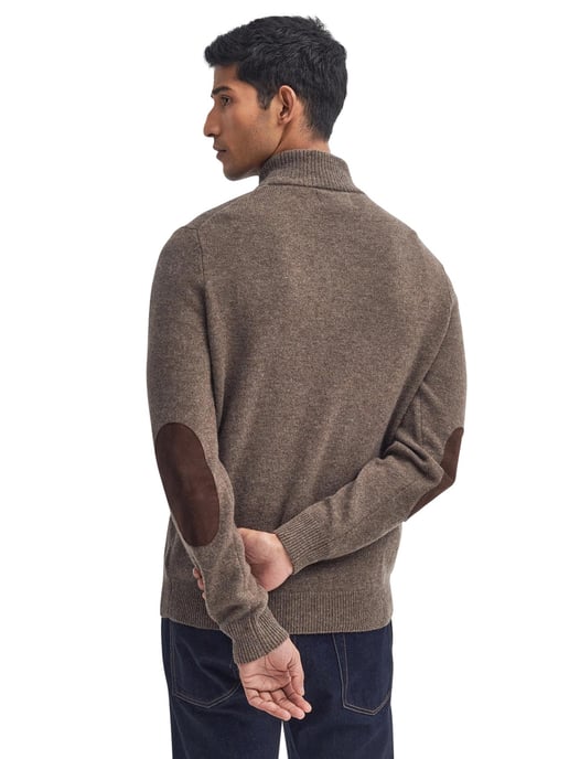 Barbour wollen half zip trui bruin gemêleerd - Image 2