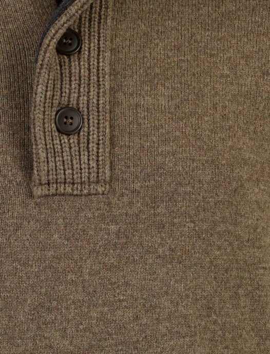 Barbour wollen half zip trui bruin gemêleerd - Image 4
