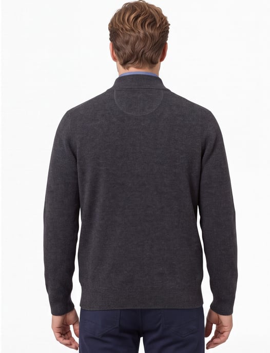 Trui Brax Half Zip antraciet donker gemeleerd - Image 3