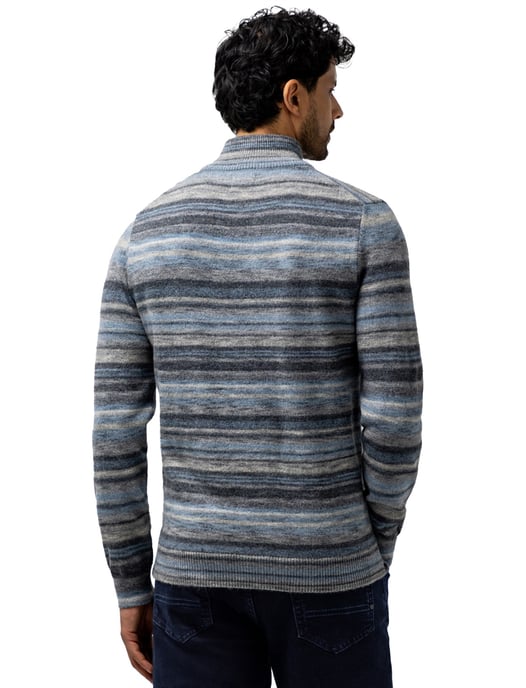 Trui State of Art blauw gestreept half zip - Image 2