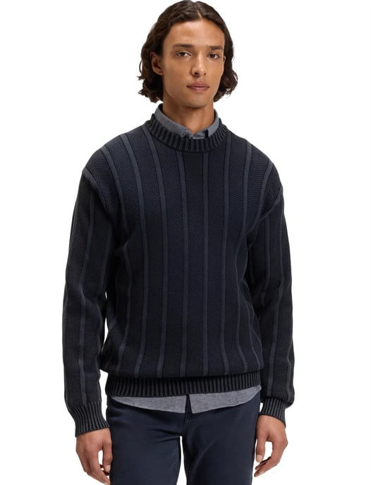 trui Boss Orange donkerblauw gestreept katoen - Image 1