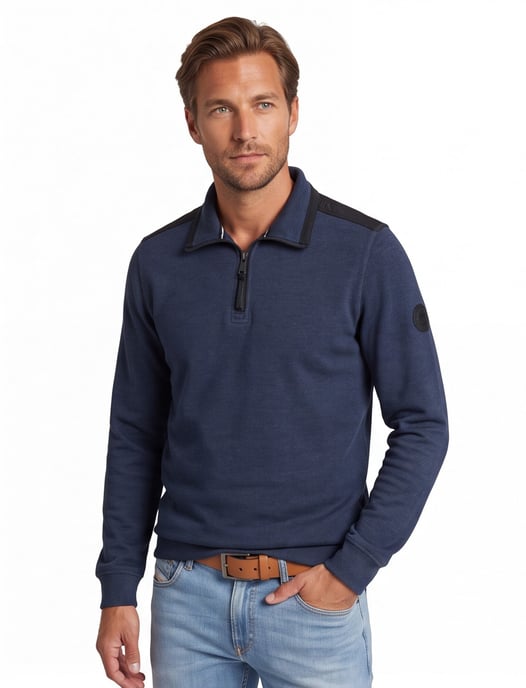 Casa Moda sweater donkerblauw effen katoen - Image 1