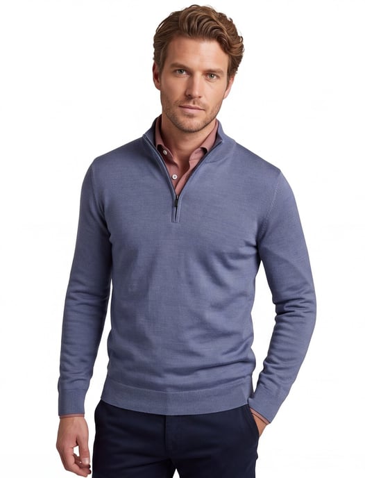 Thomas Maine half zip trui blauw - Image 1