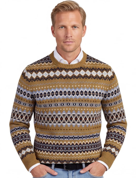 Trui Barbour bruin wol motief - Image 1