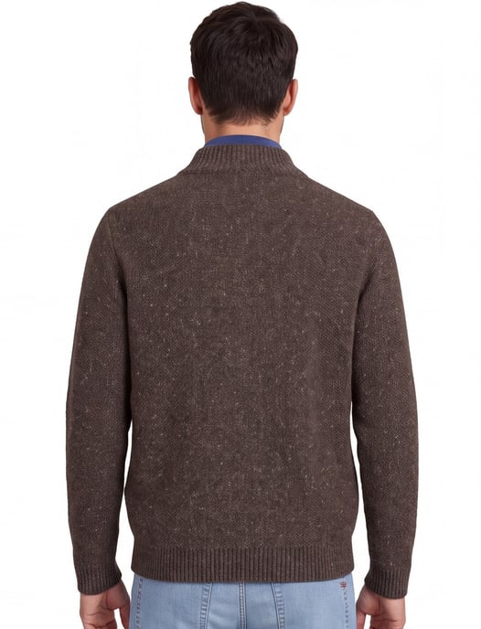 Half zip kabeltrui Fynch Hatton grijs bruin - Image 2
