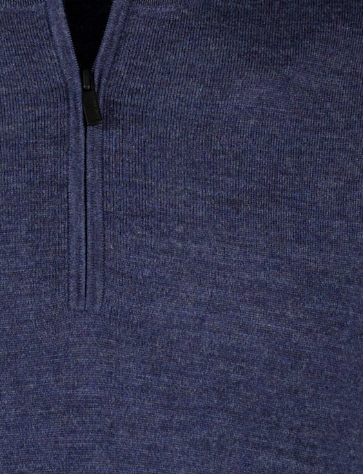 Thomas Maine merinowollen trui gemeleerd donkerblauw effen - Image 3