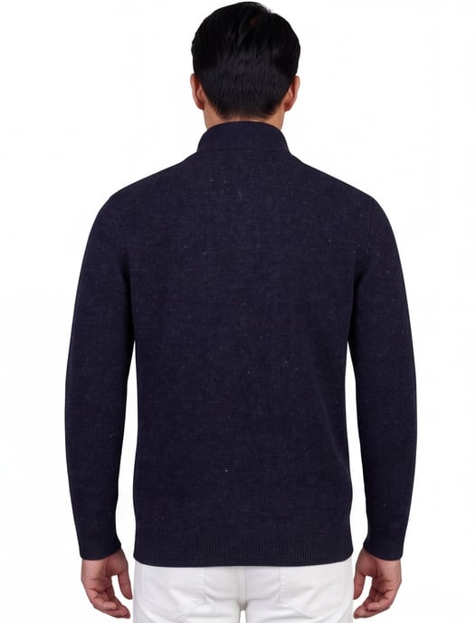 wollen trui Barbour donkerblauw effen normale fit - Image 2