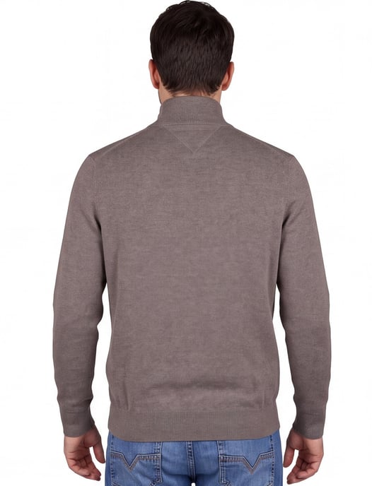 Tommy Hilfiger Half Zip bruin katoen lange mouw - Image 2