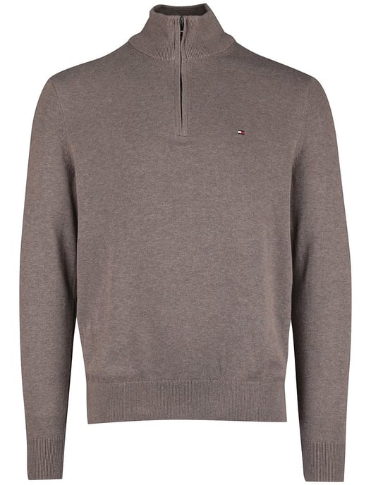 Tommy Hilfiger Half Zip bruin katoen lange mouw - Image 3