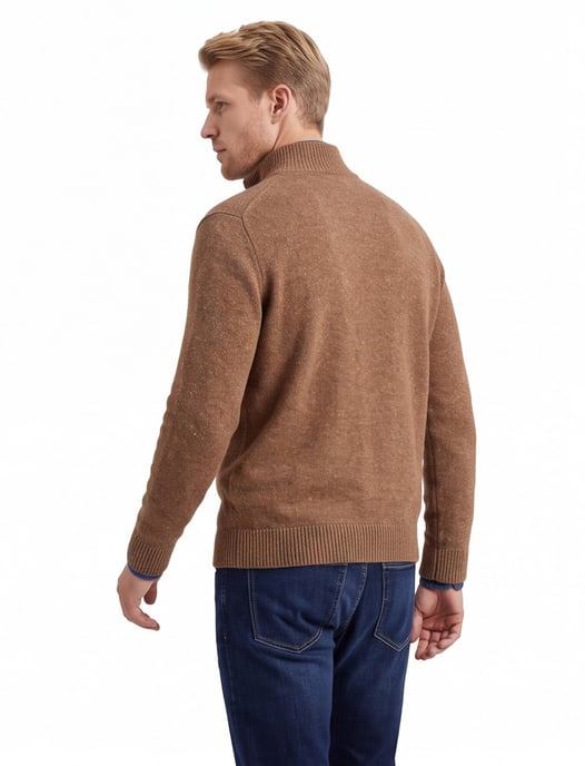 A Fish Named Fred halfzip trui effen bruin slim fit - Image 2