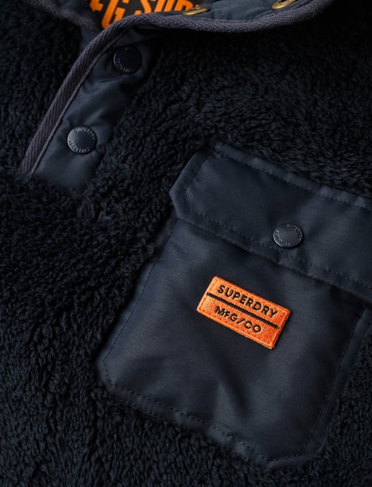 Trui Superdry fleece Donkerblauw Half Zip Knopen - Image 3