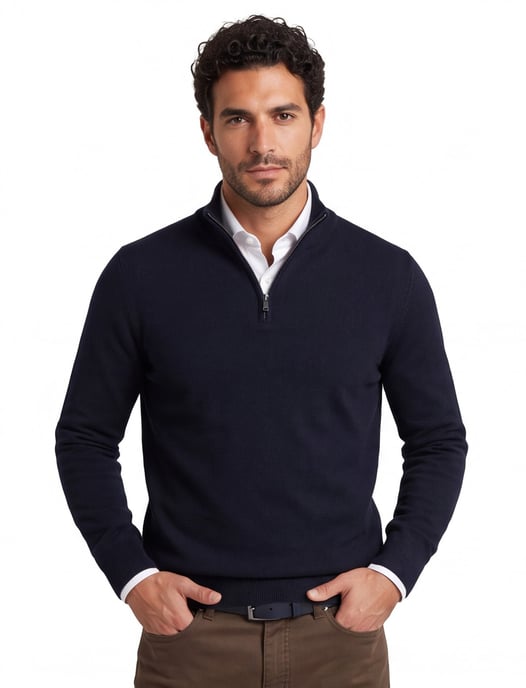 Effen half zip BOSS Black donkerblauw - Image 1