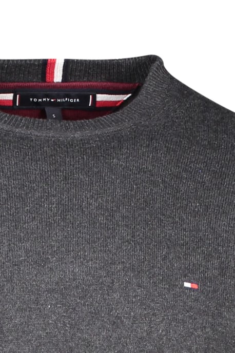 Tommy Hilfiger trui grijs gemêleerd katoen ronde hals - Image 3