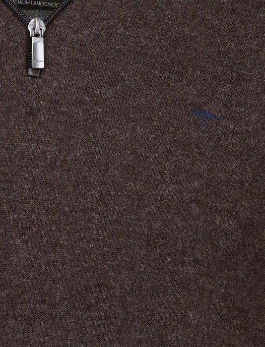 Flynch Hatton Trui Half zip bruin lamswol gemêleerd - Image 4