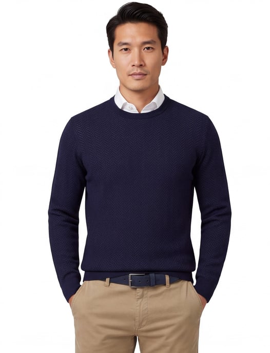 Boss Black Habito trui navy gebreid katoen - Image 1