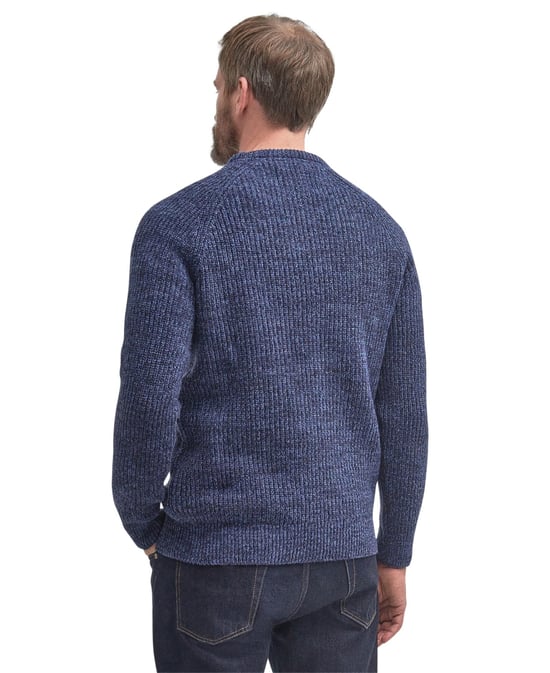 Barbour trui donkerblauw gemêleerd lamswol ronde hals - Image 2