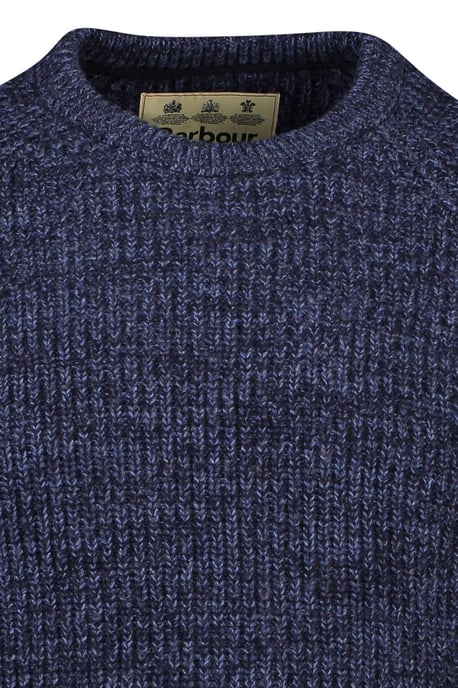 Barbour trui donkerblauw gemêleerd lamswol ronde hals - Image 3