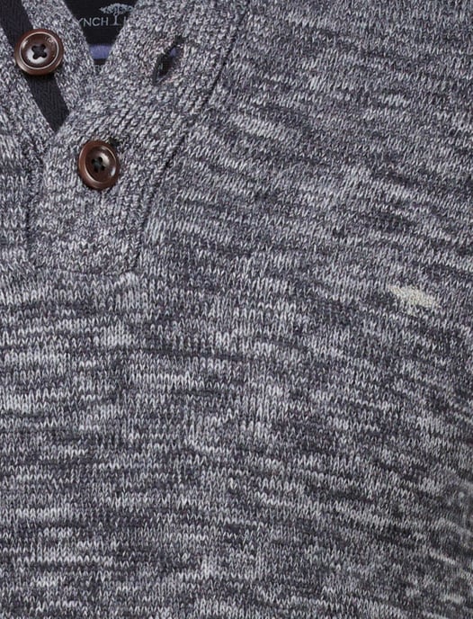 Fynch Hatton Buttoned Troyer trui grijs knitted - Image 4