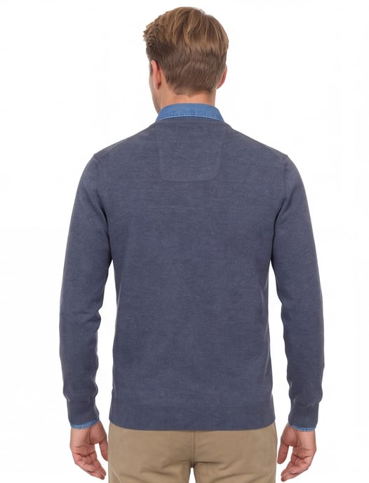 Casa Moda trui v-hals donkerblauw katoen wijde fit - Image 2