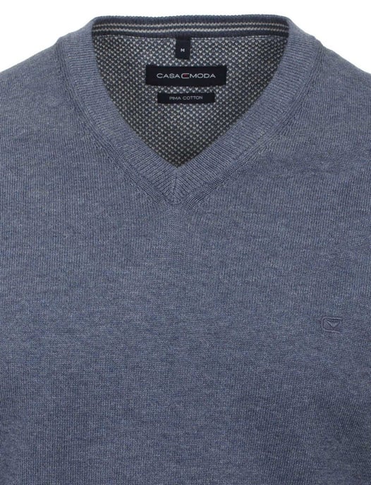 Casa Moda trui v-hals donkerblauw katoen wijde fit - Image 3