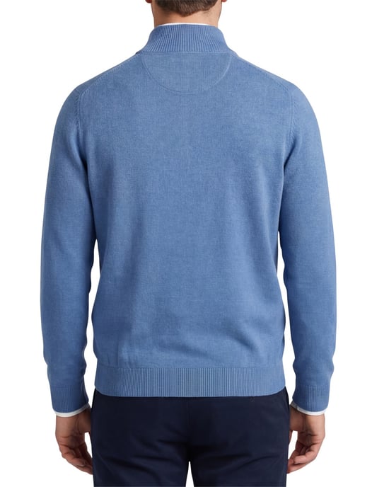 Fynch Hatton Troyer-zip blauw katoen gebreid - Image 2