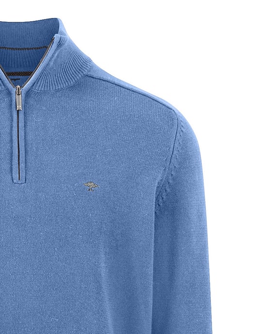 Fynch Hatton Troyer-zip blauw katoen gebreid - Image 3