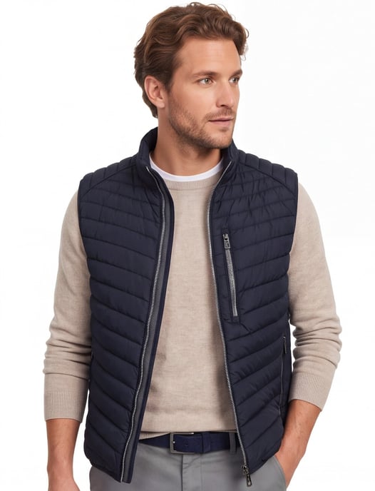 Bodywarmer Casa Moda donkerblauw met borstzak - Image 1
