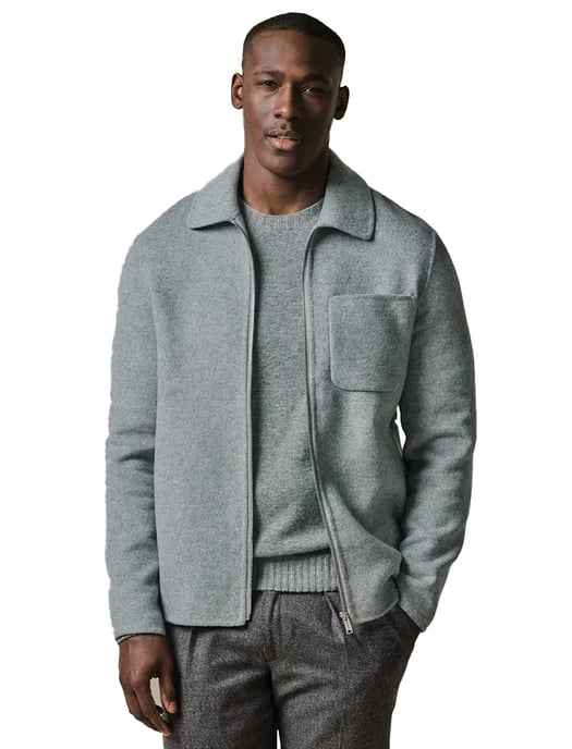 Overshirt Profuomo grijs effen wol - Image 1